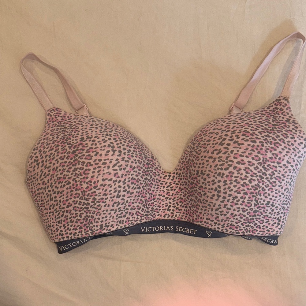 Victoria's Secret Pink and Gray Animal Print Bra unlined 36DD